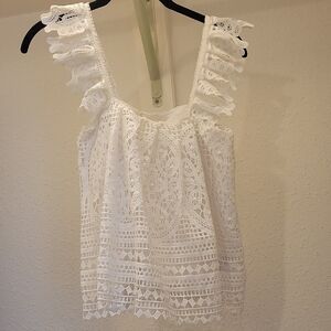 eri+ali White Lace Sleeveless Top